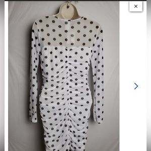 Caution to the Wind Dress Polka Dot Ruched Retro  Bodycon Dress 50s Small